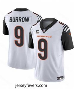 Cincinnati Bengals 9 Joe Burrow 2023 F.U.S.E  White With 4 Star C Patch Vapor Untouchable Limited Stitched Jersey
