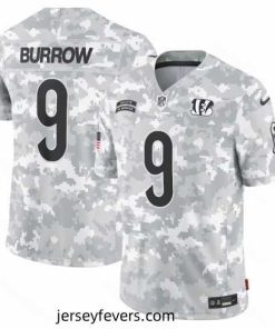 Cincinnati Bengals 9 Joe Burrow 2024 Arctic Camo Salute To Service Limited Stitched Football Jersey
