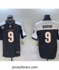 Cincinnati Bengals 9 Joe Burrow 2024 F.U.S.E Arctic Black Limited Stitched Football jerseys