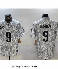 Cincinnati Bengals 9 Joe Burrow 2024 F.U.S.E Arctic Camo Salute To Service Limited Stitched Football jerseys