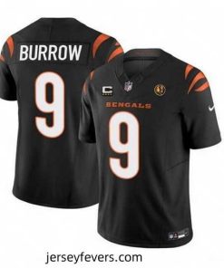 Cincinnati Bengals 9 Joe Burrow Black 2023 F.U.S.E  With 4 Star C Patch And John Madden Patch Vapor Limited Stitched Football Jersey