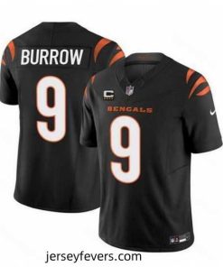 Cincinnati Bengals 9 Joe Burrow Black 2023 F.U.S.E  With 4 Star C Patch Vapor Untouchable Limited Stitched Jersey