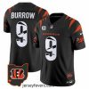 Cincinnati Bengals 9 Joe Burrow Black F.U.S.E  With 4 Star C Patch Special Vapor Untouchable Limited Stitched Football Jersey