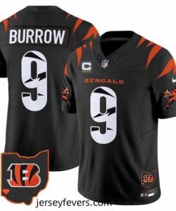 Cincinnati Bengals 9 Joe Burrow Black F.U.S.E  With 4 Star C Patch Special Vapor Untouchable Limited Stitched Football Jersey