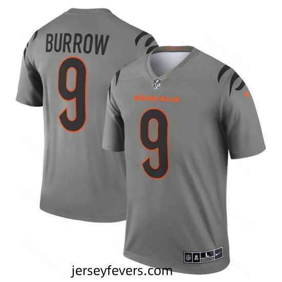 Cincinnati Bengals 9 Joe Burrow Gray Stitched Football Jersey