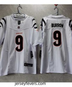 Cincinnati Bengals 9 Joe Burrow White 2023 F.U.S.E  Vapor Untouchable Limited Stitched Jersey