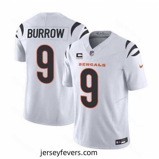 Cincinnati Bengals 9 Joe Burrow White 2023 F.U.S.E With 4 Star C Patch Vapor Untouchable Limited Stitched Jersey