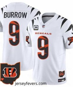 Cincinnati Bengals 9 Joe Burrow White F.U.S.E  With 4 Star C Patch Special Vapor Untouchable Limited Stitched Football Jersey