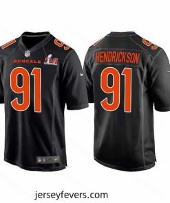 Cincinnati Bengals 91 Trey Hendrickson 2022 Black Super Bowl LVI Game Stitched Jersey