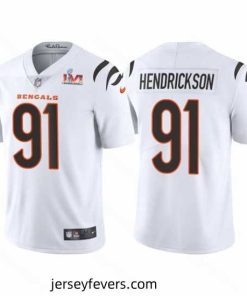 Cincinnati Bengals 91 Trey Hendrickson 2022 White Super Bowl LVI Vapor Limited Stitched Jersey
