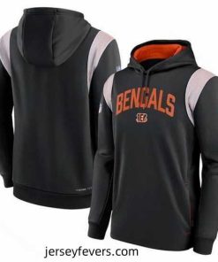 Cincinnati Bengals Black Sideline Stack Performance Pullover Hoodie 002