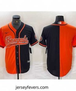 Cincinnati Bengals Blank Black Orange Split With Patch Cool Base Stitched Baseball Jersey