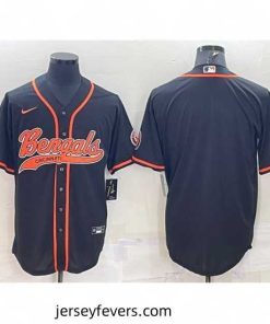 Cincinnati Bengals Blank Black With Patch Cool Base Stitched Baseball Jersey