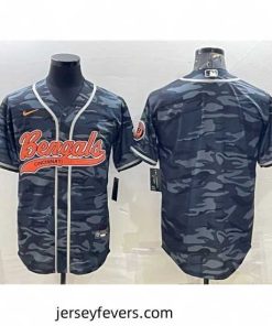 Cincinnati Bengals Blank Grey Camo With Patch Cool Base Stitched Baseball Jersey