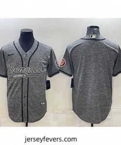 Cincinnati Bengals Blank Grey With Patch Cool Base Stitched Baseball Jersey