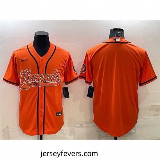 Cincinnati Bengals Blank Orange With Patch Cool Base Stitched Baseball Jersey