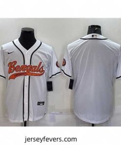 Cincinnati Bengals Blank White With Patch Cool Base Stitched Baseball Jersey