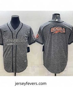 Cincinnati Bengals Grey Team Big Logo With Patch Cool Base Stitched Baseball Jersey