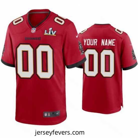 Custom Buccaneers Red Super Bowl Lv Game Jersey