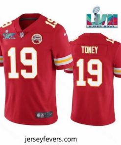 Kansas City Chiefs 19 Kadarius Toney Red Super Bowl LVII Patch Vapor Untouchable Limited Stitched Football Jersey