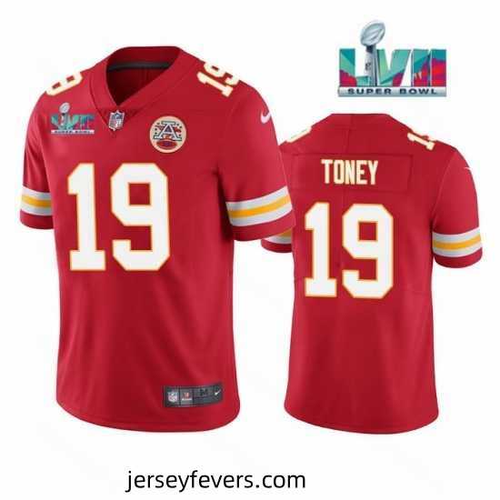 Kansas City Chiefs 19 Kadarius Toney Red Super Bowl LVII Patch Vapor Untouchable Limited Stitched Football Jersey