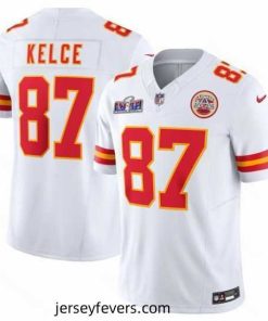 Kansas City Chiefs 87 Travis Kelce White 2023 F.U.S.E  Vapor Untouchable Limited Stitched 2024 Super Bowl LVIII Jersey