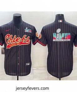 Kansas City Chiefs Black With Super Bowl LVII Big Logo Cool Base Stitched Baseball Jersey