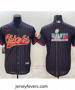 Kansas City Chiefs Black With Super Bowl LVII Big Logo Cool Base Stitched Baseball JerseyS