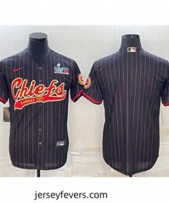 Kansas City Chiefs Blank Black With Super Bowl LVII Patch Cool Base Stitched Baseball Jersey
