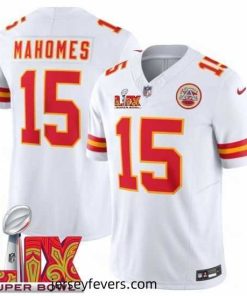 Kansas City Chiefs Patrick Mahomes #15 White 2024 2025 Super Bowl LIX F.U.S.E Stitched Jersey