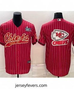 Kansas City Chiefs Red Team Big Logo With Super Bowl LVII Patch Cool Base Stitched Baseball Jersey