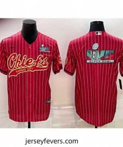 Kansas City Chiefs Red With Super Bowl LVII Big Logo Cool Base Stitched Baseball JerseyS