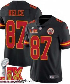 Kansas City Chiefs Travis Kelce #87 Black 2024 2025 Super Bowl LIX F.U.S.E Stitched Jersey