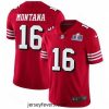 NFL San Francisco 49ers 16 Joe Montana Red Vapor Untouchable Limited Stitched 2024 Super Bowl LVIII Jersey