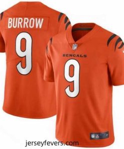 Nike Cincinnati Bengals 9 Joe Burrow Orange Vapor Limited Jersey