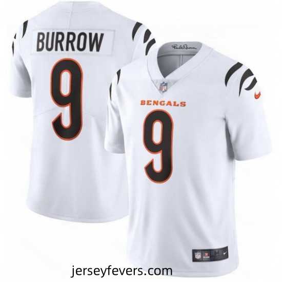 Nike Cincinnati Bengals 9 Joe Burrow White Vapor Limited Jersey