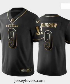 Nike Cincinnati Bengals 9 Joe Burrow black vapor limited jersey golden edition