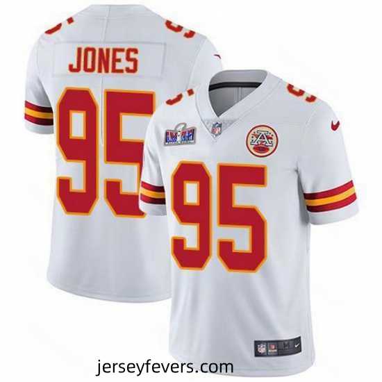 Nike Kansas City Chiefs 95 Chris Jones White Bound Stitched NFL Vapor Untouchable Limited 2024 Super Bowl LVIII Jersey