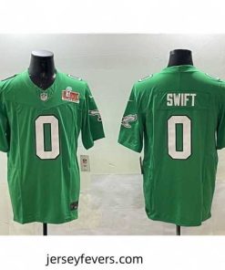 Philadelphia Eagles 0 D 27Andre Swift Green 2025 Super Bowl LIX Patch F.U.S.E  Throwback Vapor Untouchable Limited Stitched Football Jersey