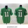 Philadelphia Eagles 11 A J  Brown Green 2025 Super Bowl LIX Patch F.U.S.E  Throwback Vapor Untouchable Limited Stitched Football Jersey