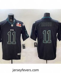 Philadelphia Eagles 11 A J  Brown Lights Out Black 2025 Super Bowl LIX Patch Color Rush Vapor Untouchable Limited Stitched Football Jersey