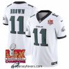Philadelphia Eagles 11 A J  Brown White 2025 Eagles Logo Super Bowl LIX Patch New F.U.S.E  Vapor Untouchable Limited Stitched Football Jersey