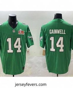 Philadelphia Eagles 14 Kenneth Gainwell Green 2025 Super Bowl LIX Patch F.U.S.E  Throwback Vapor Untouchable Limited Stitched Football Jersey