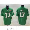Philadelphia Eagles 17 Nakobe Dean Green 2025 Super Bowl LIX Patch F.U.S.E  Throwback Vapor Untouchable Limited Stitched Football Jersey