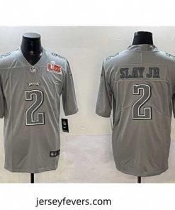 Philadelphia Eagles 2 Darius Slay Jr  Grey 2025 Super Bowl LIX Patch Atmosphere Fashion Vapor Untouchable Limited Stitched Football Jersey