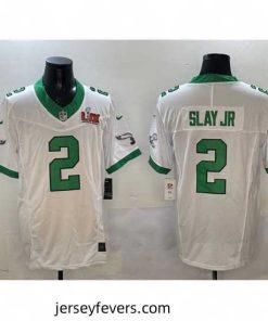 Philadelphia Eagles 2 Darius Slay Jr  White 2025 Super Bowl LIX Patch F.U.S.E  Vapor Untouchable Limited Stitched Football Jersey