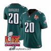 Philadelphia Eagles 20 Brian Dawkins Green 2025 Eagles Logo Super Bowl LIX Patch New F.U.S.E  Vapor Limited Stitched Football Jersey
