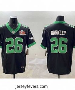 Philadelphia Eagles 26 Saquon Barkley Black 2025 Super Bowl LIX Patch F.U.S.E  Vapor Untouchable Limited Stitched Football Jersey