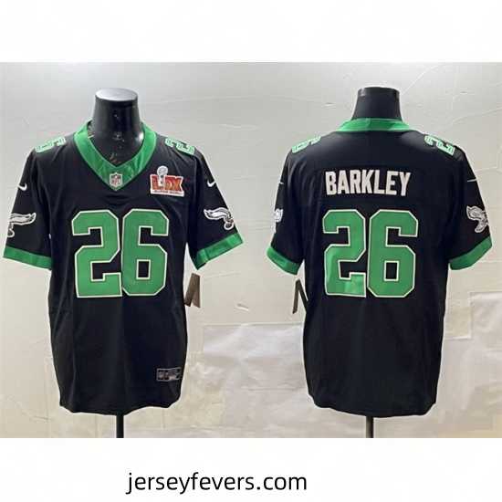 Philadelphia Eagles 26 Saquon Barkley Black 2025 Super Bowl LIX Patch F.U.S.E Vapor Untouchable Limited Stitched Football Jersey