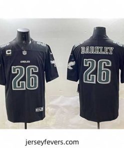 Philadelphia Eagles 26 Saquon Barkley Black Fashion With 3 Star C Patch Vapor Untouchable Limited Stitched Football Jersey